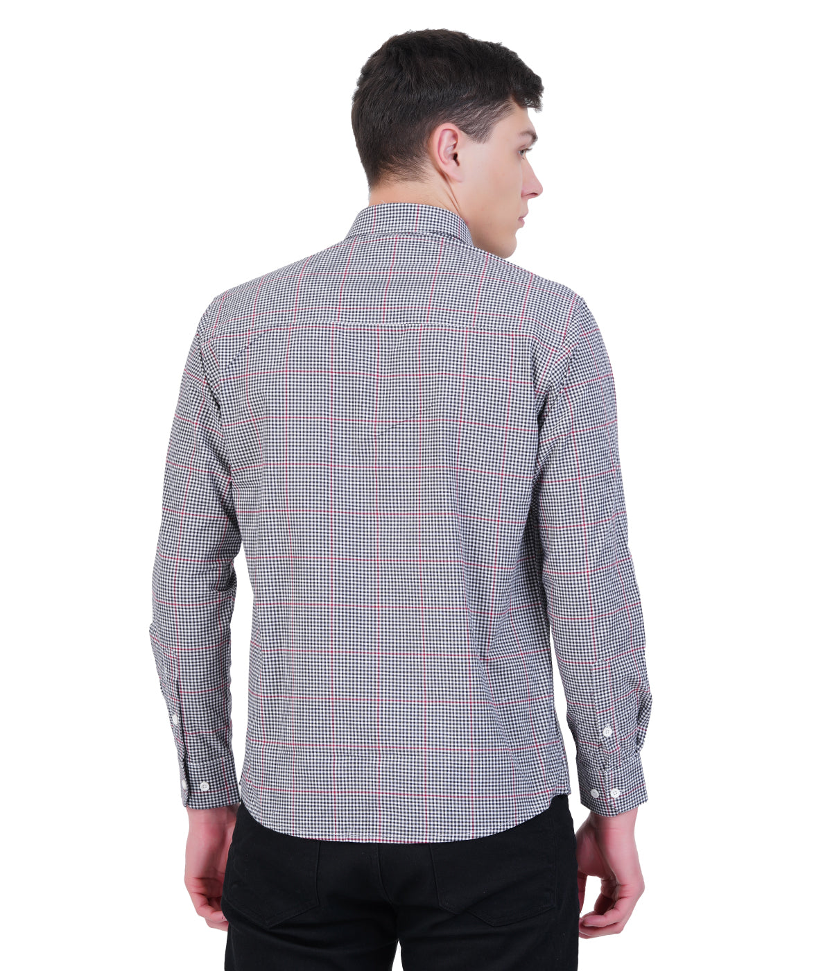Black Red Gingham Check Long Sleeve Shirt