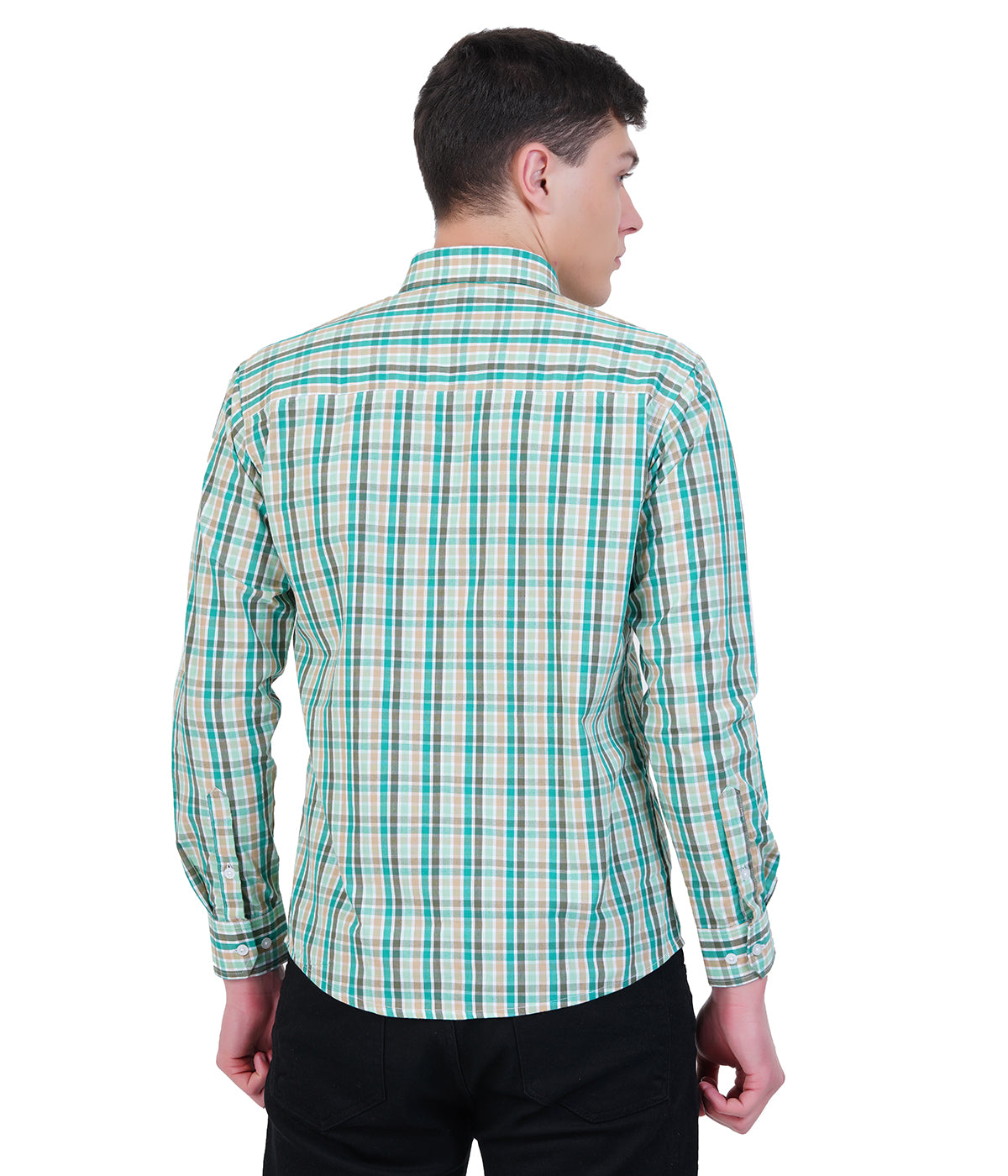 Green Multi Check Long Sleeve Shirt