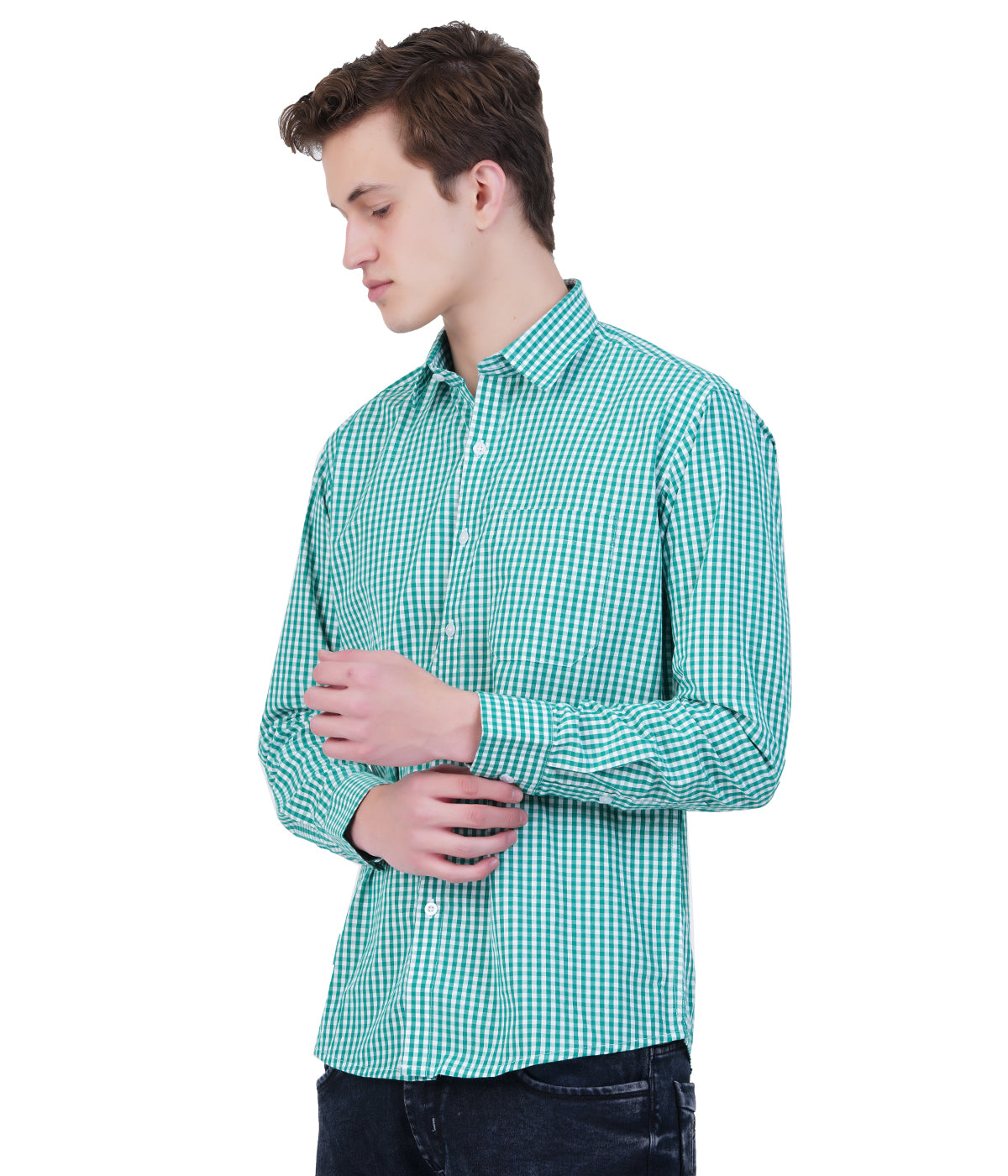 Green Gingham Long Sleeve Shirt