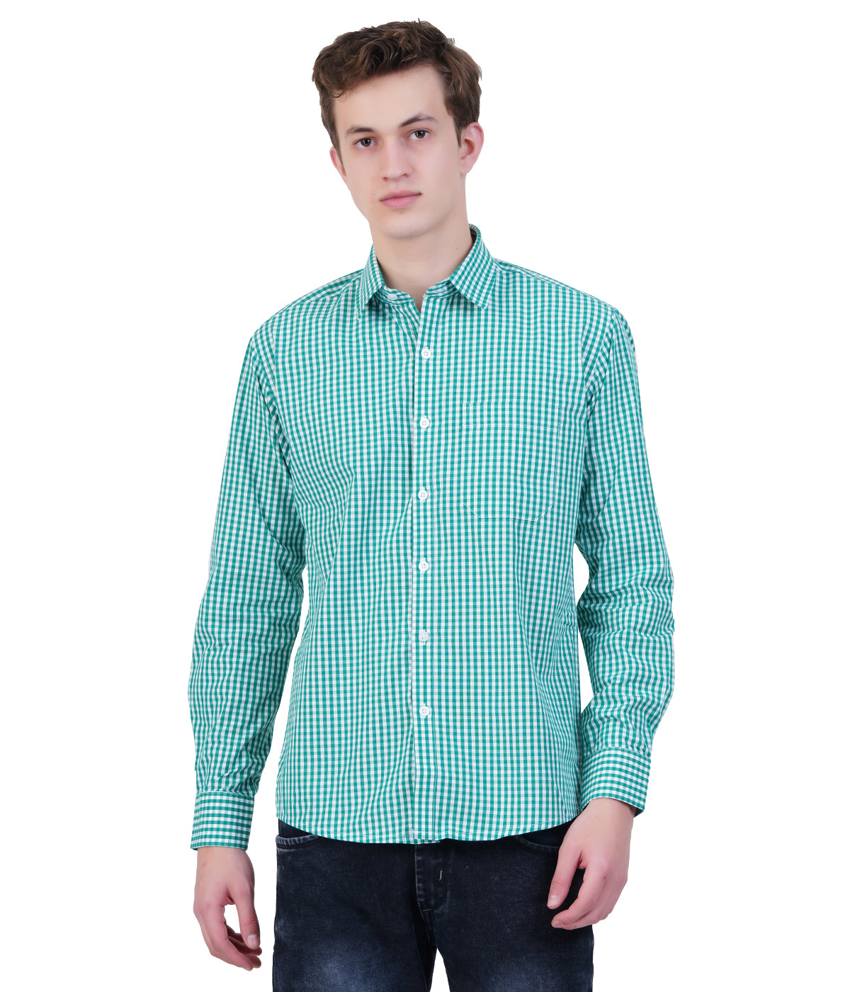 Green Gingham Long Sleeve Shirt