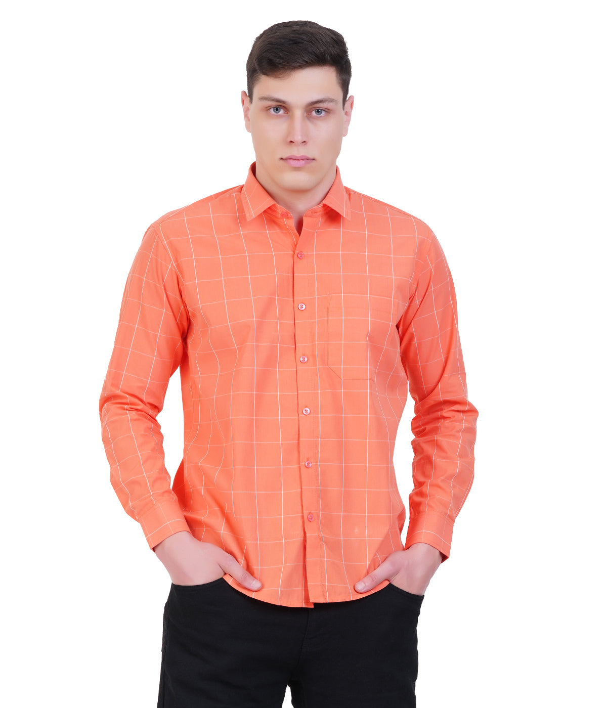 Orange check LS Shirt