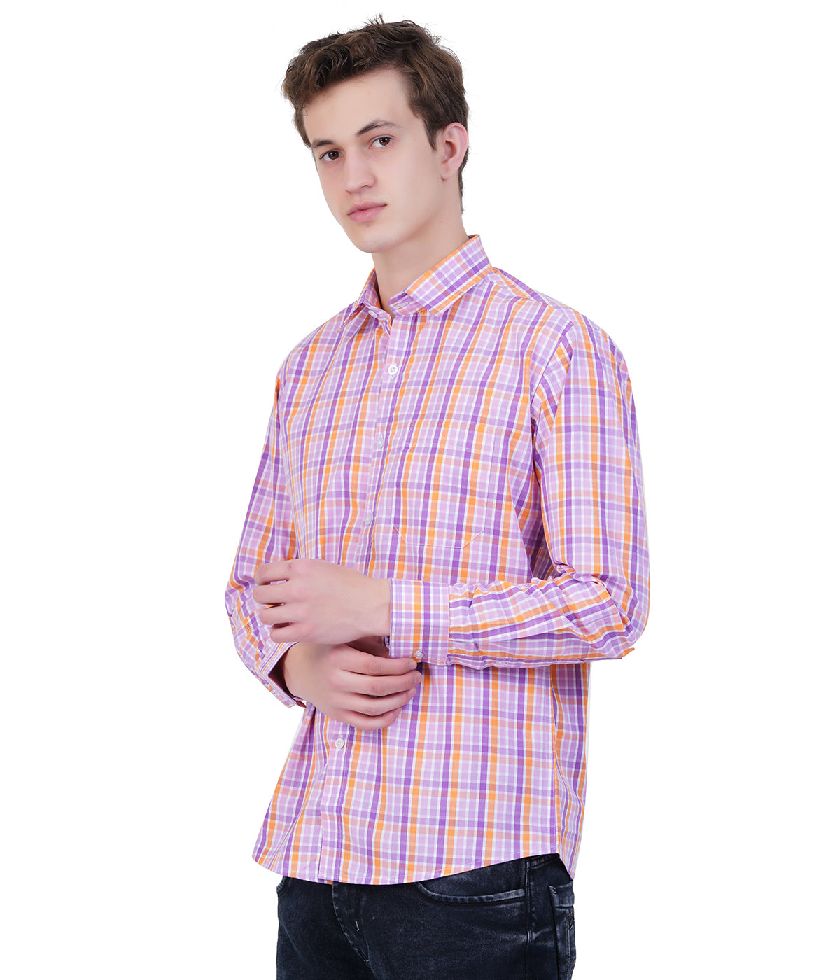 Purple Checked Long Sleeve Shirt