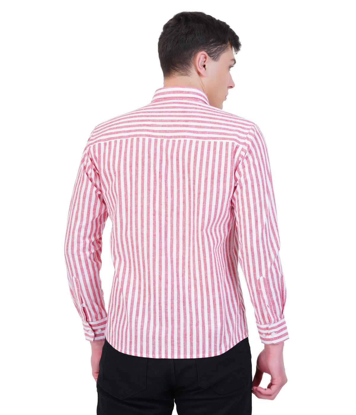 Red Cotton Linen Long Sleeve Shirt