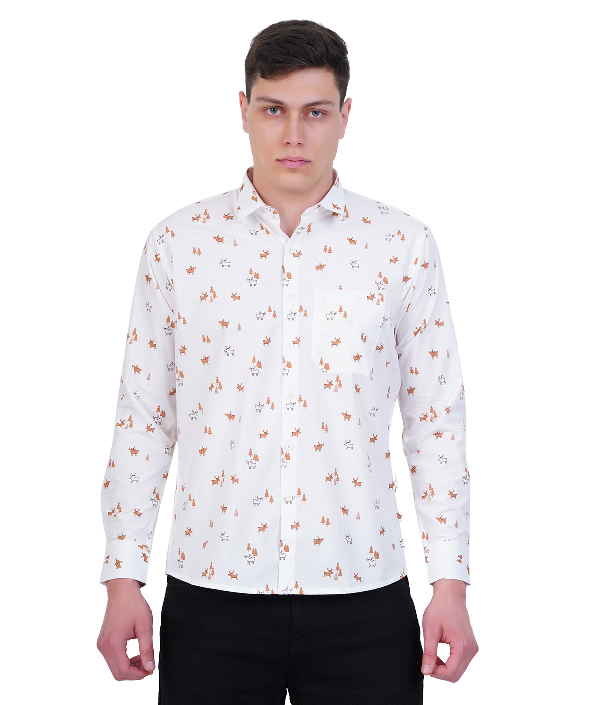 Reindeer Printed Long Sleeve Shirt