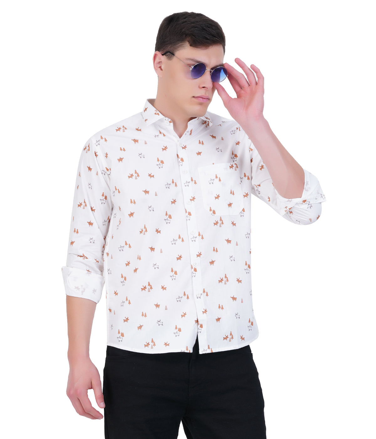 Reindeer Printed Long Sleeve Shirt