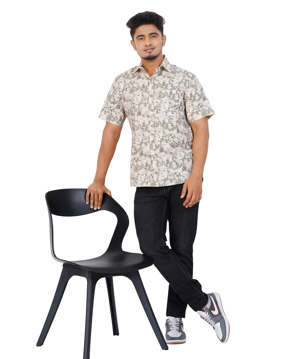 100% Cotton Sepia Treasure-Trail Printed Shirt