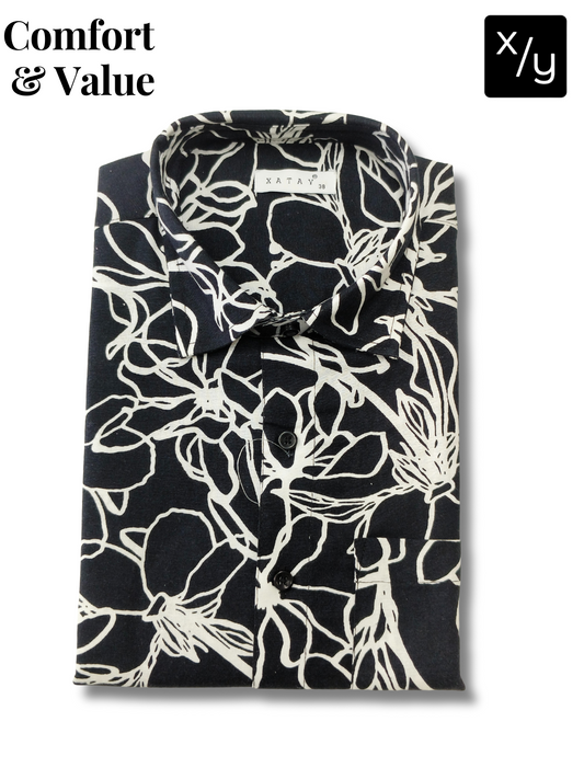 XATAY Black Cloud Printed Cotton Shirt