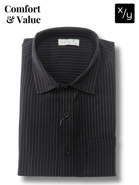 XATAY Black Strip Cotton Shirt