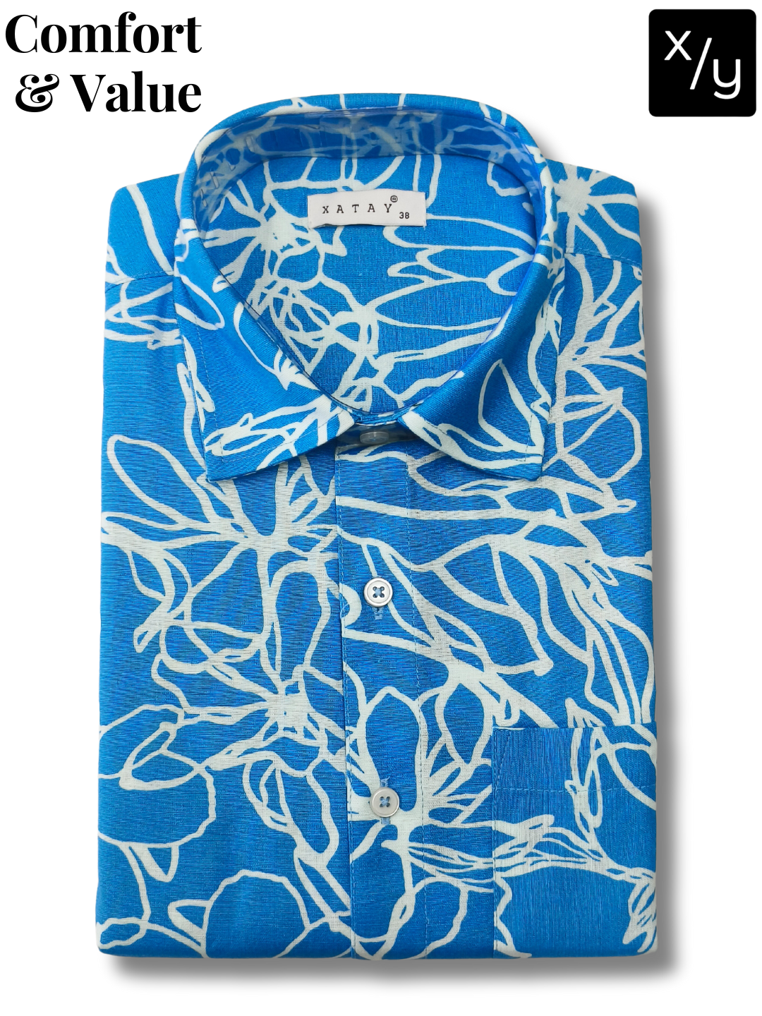 XATAY Blue Printed Cotton Shirt