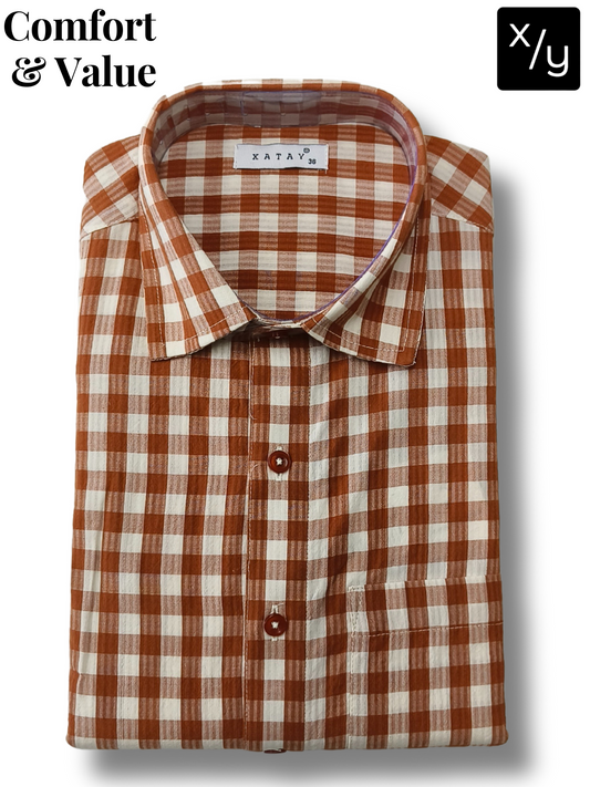 XATAY Brown Checked Cotton Shirt