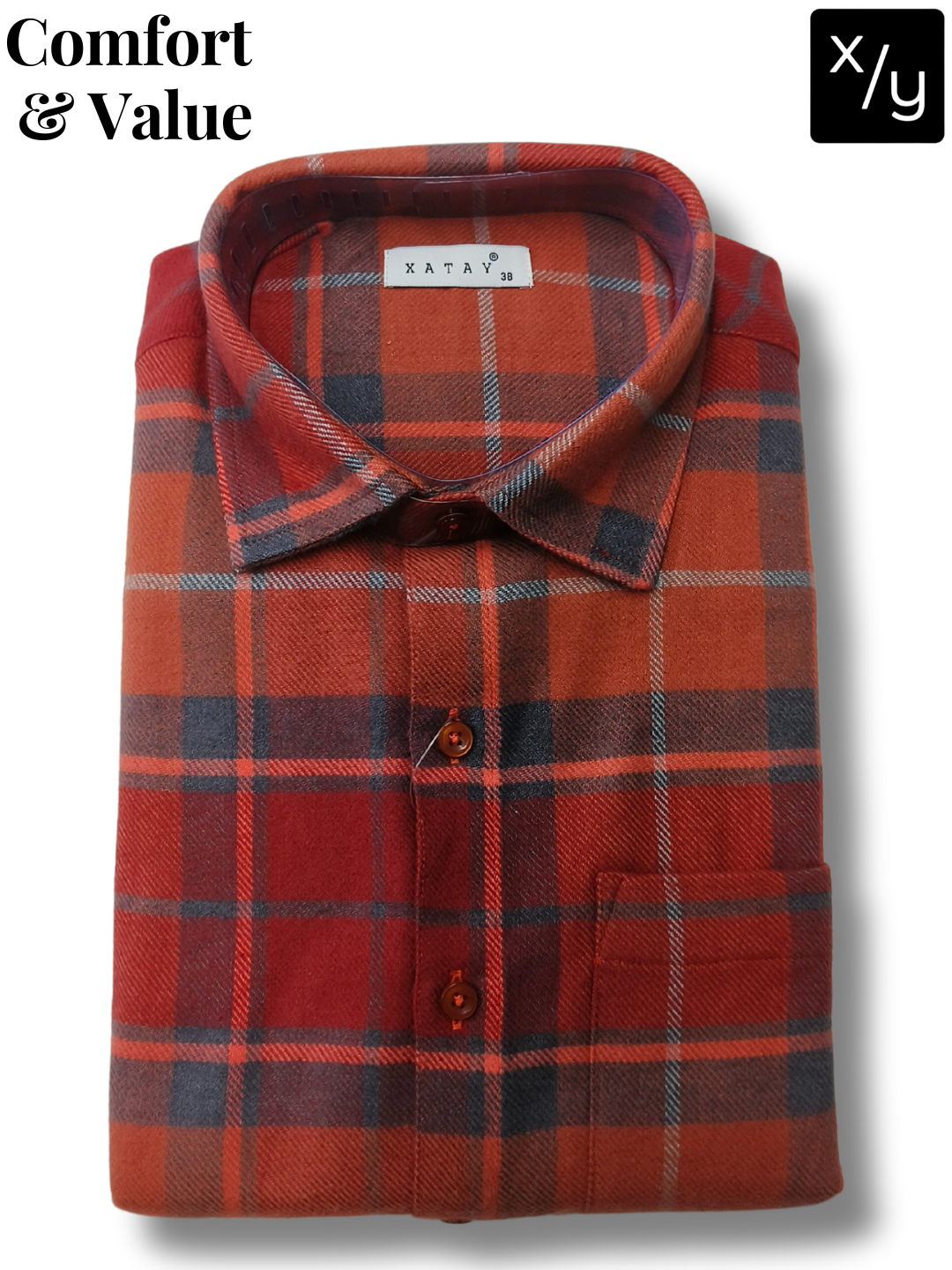 XATAY Light Maroon Checked Cotton Full Sleeve Shirt