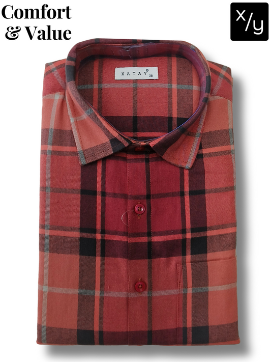 XATAY Light Pink Checked Cotton Full Sleeve Shirt