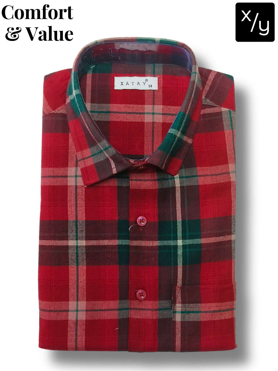 XATAY Red Checked Cotton Full Sleeve Shirt