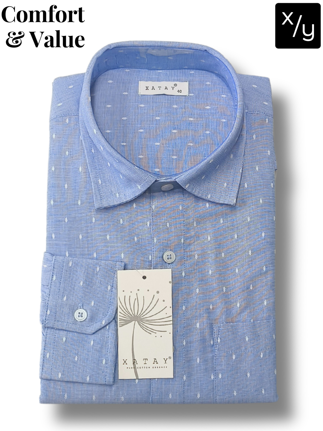 XATAY Sky Blue Dot Cotton Shirt