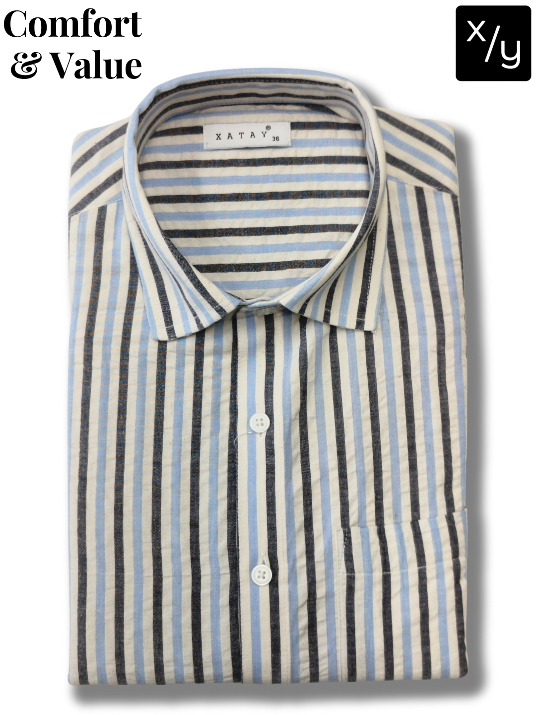 XATAY Sky Blue Strip Cotton Shirt