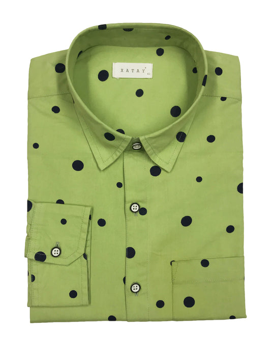 XATAY Polka Dot Dark Citron  Full Sleeve Shirt