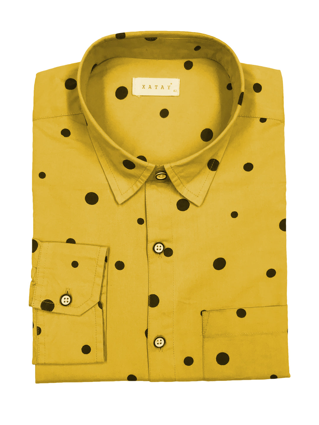 XATAY Polka Dot Golden Rod  Full Sleeve Shirt