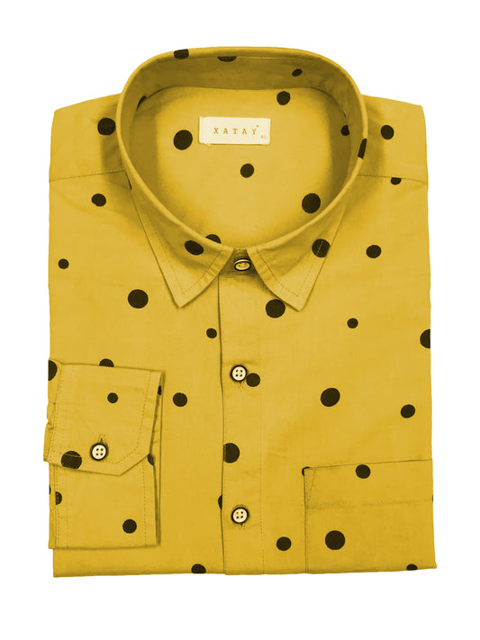 XATAY Polka Dot Golden Rod  Full Sleeve Shirt